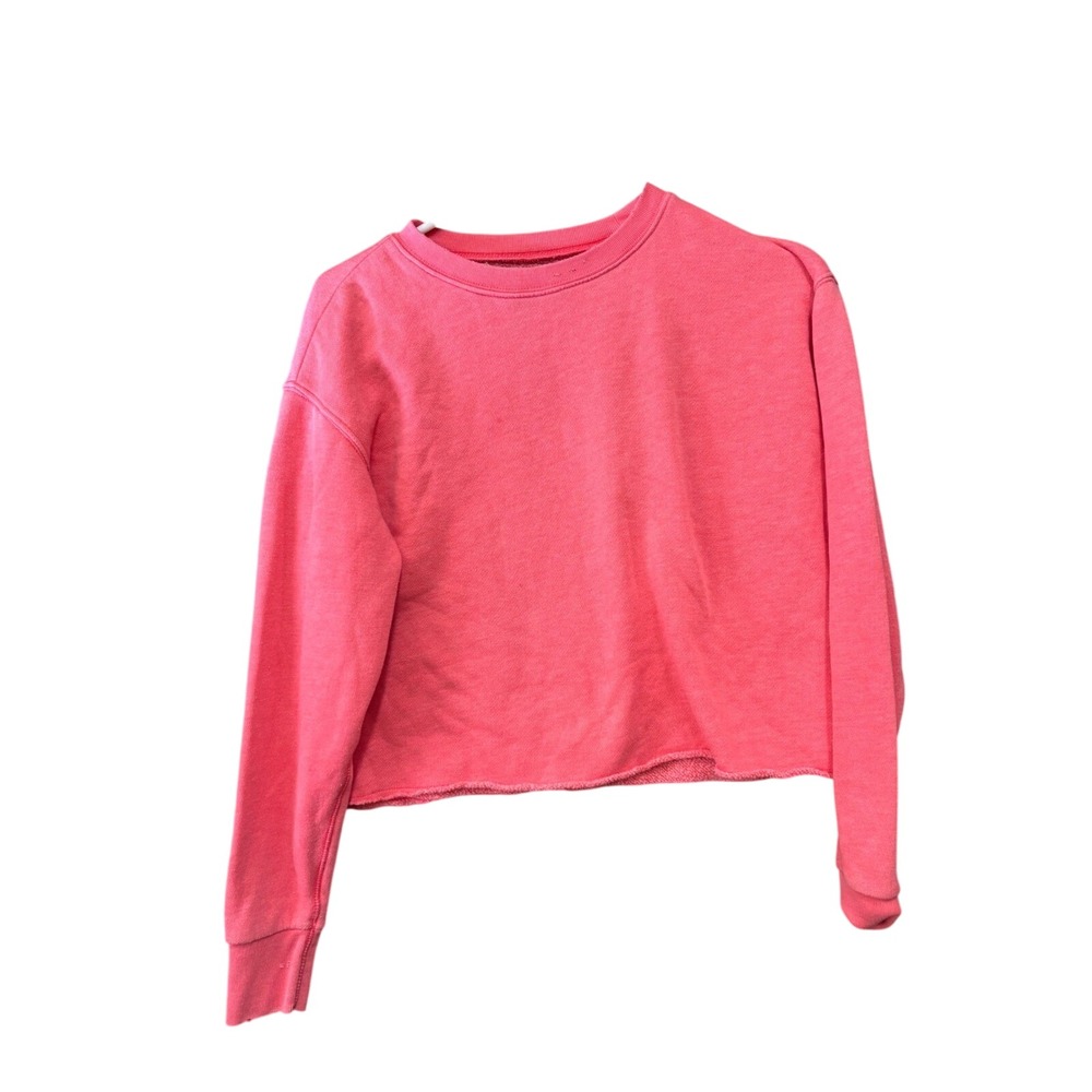 American Eagle Pink Cropped Sweatshirt Raw‎ Hem Crew Neck Womens Small S
